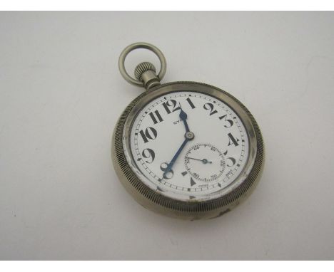 A Cyma open faced manual wind pocket watch, Arabic enamelled dial with sub seconds, 15 jewel movement, early 20th Century, ni