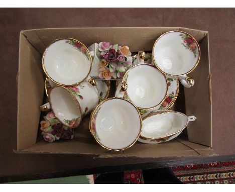 A selection of Royal Albert 'Old Country Roses' including six teacups and saucers, floral baskets etc. 