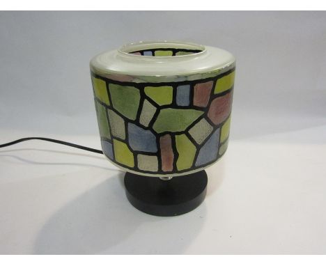 A 1960's style desk lamp with coloured block glass shade 