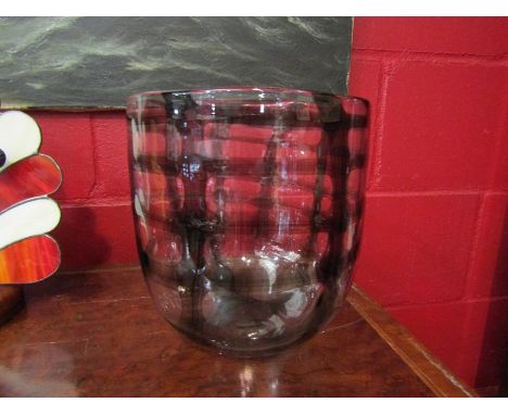 An Art Glass bowl with black rectangular detail, 22cm tall 