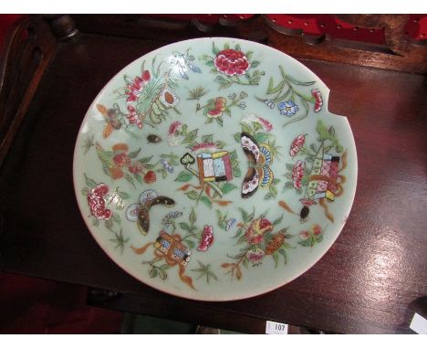 Three Chinese ceramic items, plate, dish &amp; pot 