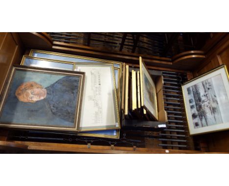 William R Hoyles, a lake scene, watercolour, signed, 23.5 x 33.5 cm, Powell, portrait of a lady, oil on artist's board, signe