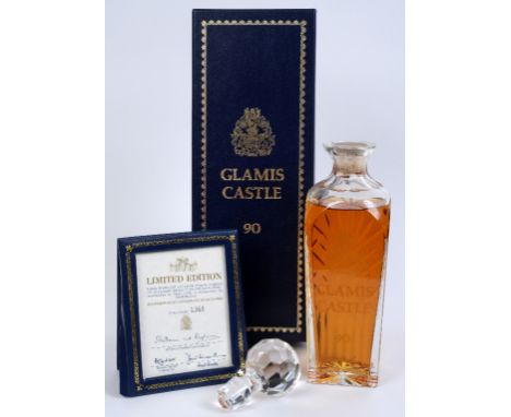 A 75 cl decanter of Speyside Distillery 25 year old Scotch Whisky, in a presentation case, commissioned by Glamis Castle to c
