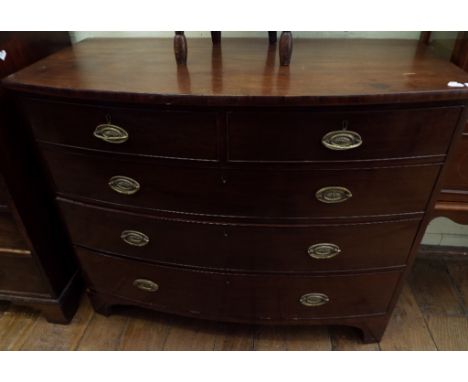 A 19th century bow front mahogany chest, of five drawers, 114 cm wide