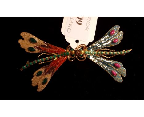 Two enamel brooches, in the form of dragonflies (2)