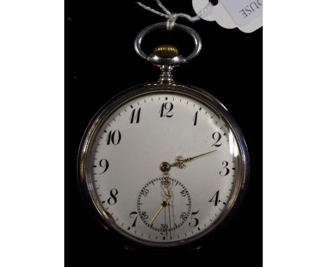A silver coloured metal Zenith open face pocket watch Condition report No glass