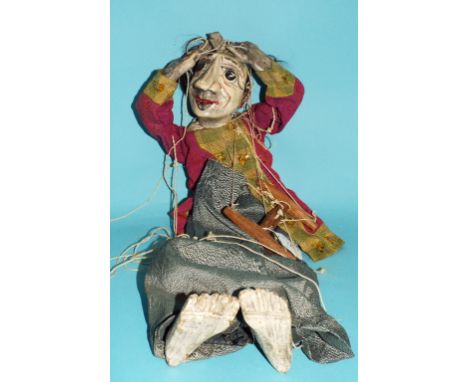 A Japanese wooden puppet, with mechanical eyes and mouth, 53.5 cm high Condition report Report by GH

Total height is approx.