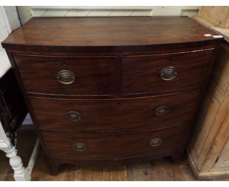 A 19th century bow front mahogany chest, of four drawers, 90 cm wide