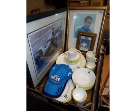 F1 interest: including a Jensen Button coloured photograph and signed Goodwood festival of speed ticket (July 2002), framed a