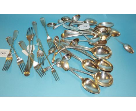 Assorted silver flatware, approx. 10.5 ozt, and other plated cutlery (qty)
