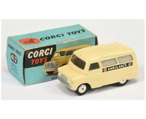 Corgi Toys 412 Bedford "Ambulance" - cream body and ribbed roof, silver trim and flat spun hubs - Excellent (small chip on fr