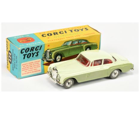 Corgi Toys 224 Bentley Continental Sports Saloon - two-tone green, red interior, chrome trim, spun hubs with grey tyres and c