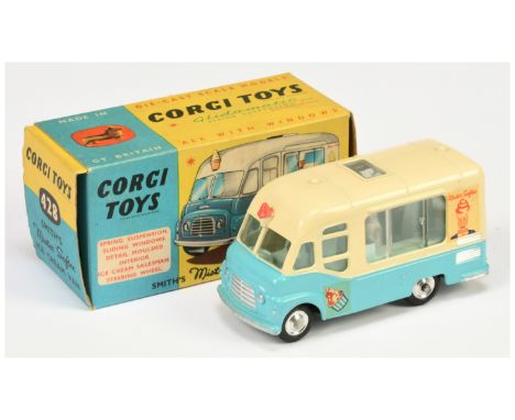 Corgi Toys 428 Smiths Karrier Ice Cream Van&nbsp; "Mister Softee" - two-tone cream over light blue, silver trim and spun hubs
