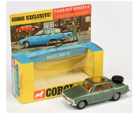 Corgi Toys 275 Rover 2000TC - green body, amber roof panel, brown interior, chrome trim and "Golden Jacks" Take-off wheels - 