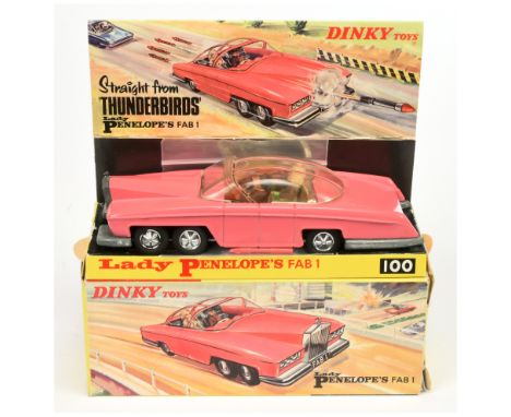 Dinky Toys 100 "Thunderbirds" Lady Penelope's FAB1 - pink including roof slides, gold interior with "Lady Penelope &amp; Park