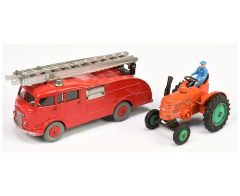 Dinky Toys unboxed pair to include Field Marshall Tractor - orange body , green hubs (plastic front) with figure driver, tow 