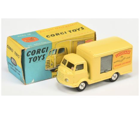 Corgi Toys&nbsp; 411 Karrier Bantam "Lucozade" - yellow body, grey plastic opening side door, silver trim and spun hubs - Goo