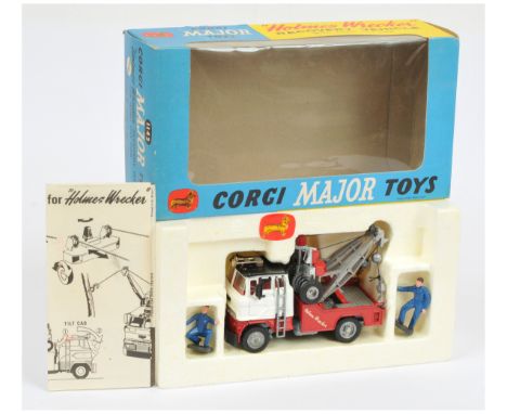 Corgi Toys Major 1142 Ford Holmes Wrecker Truck - red, white, black, grey chassis, bare metal booms and cast hubs - Excellent