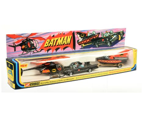 Corgi Toys GS40 Gift Set "Batman" 3-piece to include- (1) Batcopter - black, red including interior and Blades, with "Batman"