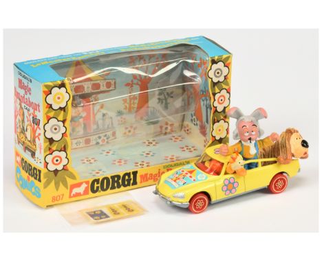 Corgi Toys 807 "The Magic Roundabout" - Dougal's Car - yellow body, red interior and wheels, chrome front trim, with correct 