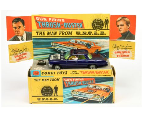 Corgi Toys 497 "Man From Uncle" Thrushbuster - blue body early issue with cast lamps and hubs, silver trim - Excellent lovely