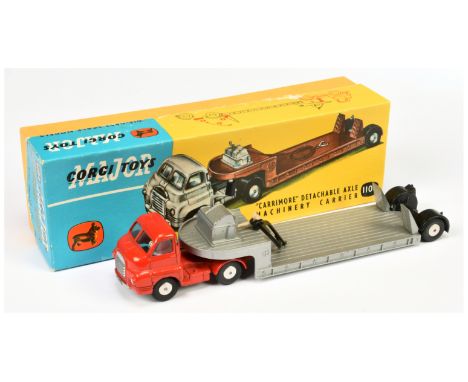 Corgi Toys Major 1104 Bedford type S Carrimore Machinery Carrier - red cab with silver trim and flat spun hubs with trailer, 