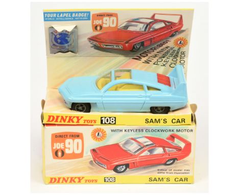 Dinky Toys 108 "Joe 90" - "Sam's" Car - powder blue body, red rear engine cover and front trim, lemon interior and cast hubs 