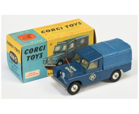 Corgi Toys&nbsp; 416S Land Rover "RAC Radio Rescue" - blue body and plastic canopy lemon interior without header, aerial, sil