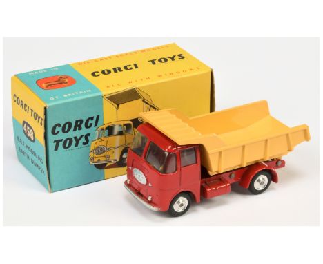 Corgi Toys 458 ERF Earth Dumper - red cab and chassis, yellow tipper, silver trim and spun hubs - Excellent Plus lovely brigh