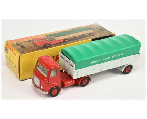 Dinky Toys 914 AEC Articulated Truck and Trailer "British Road Services" - red cab and plastic hubs, pale grey trailer with g