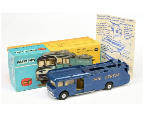 Corgi Toys Major 1126 Ecurie Ecosse Racing Car transporter - blue including ramp and platforms, pale yellow interior, spun hu