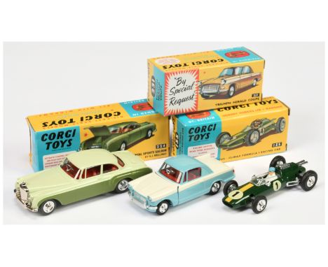 Corgi toys Group of 3 To Include (1) 155 Lotus climax racing car - green with racing No.1, (2) 224 Bentley Continual Sports S