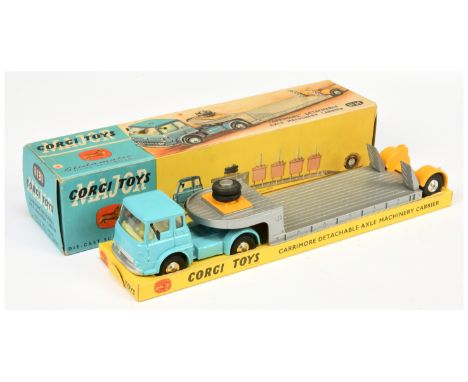 Corgi Toys Major 1131 Bedford TK Carrimore Machinery Carrier - light blue cab, lemon interior, silver trim, spun hubs with tr