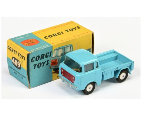 Corgi Toys 409 Forward Control Jeep FC-150 - light blue body, red grille, silver trim, metal tow hook and flat spun hubs - Go