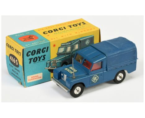 Corgi Toys&nbsp; 416S Land Rover "RAC Radio Rescue" - blue body and plastic canopy red interior without header, aerial, silve