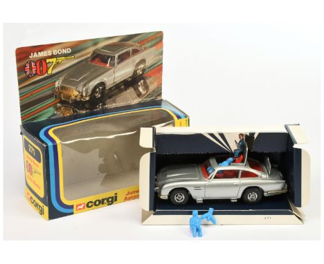 Corgi Toys 271 "James Bond" Aston Martin DB5 (1/36th) Scale - metallic silver body red interior with "James Bond &amp; Bandit