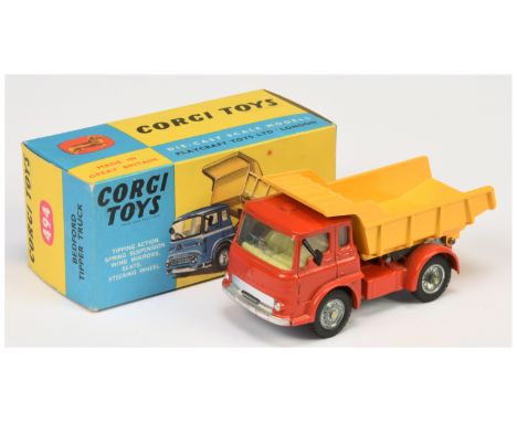 Corgi Toys 494 Bedford Tipper Truck - red cab and chassis, yellow tipper, lemon interior, silver trim and cast hubs - Excelle