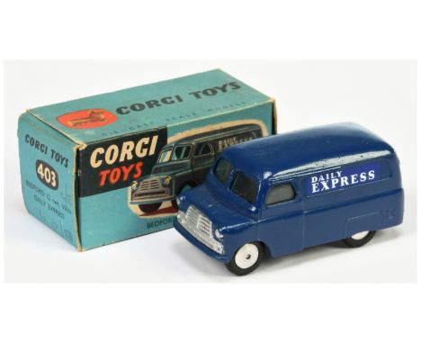 Corgi Toys&nbsp; 403 Bedford Van "Daily Express" - blue body, silver trim and flat spun hubs - Excellent in a Good (grubby) b
