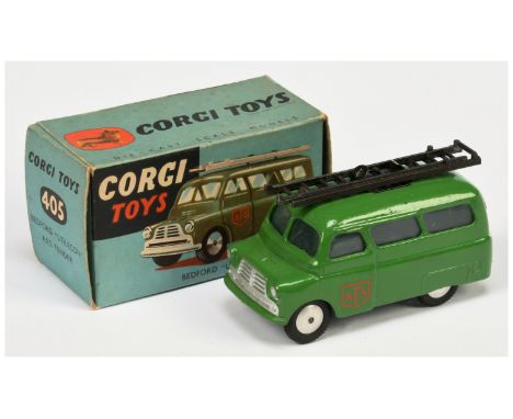 Corgi Toys 405 Bedford Utilecon "AFS Tender - lighter green body, silver trim, black clip and ladders and flat spun hubs - Ex