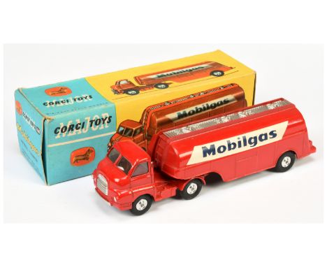 Corgi Toys Major 1110 Bedford Type S Tanker "Mobilgas" - deep dark red cab and tanker with silver trim including gantry and f