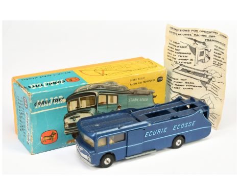 Corgi Toys Major 1126 Ecurie Ecosse Racing Car transporter - blue including ramp and platforms, pale yellow interior, spun hu