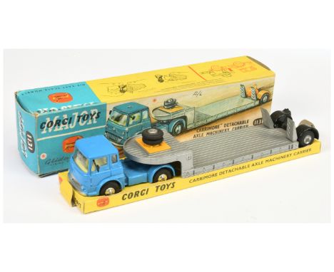 Corgi Toys Major 1131 Bedford TK Carrimore Machinery Carrier - mid-blue cab, lemon interior, silver trim, spun hubs with Trai