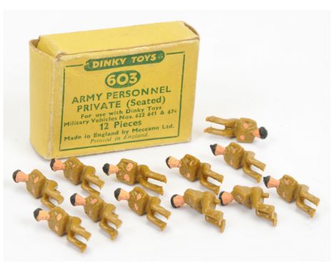 Dinky Toys Military 603 Army Personnel Private (seated) Figures to include 12 x piece - harder to find late issue plastic fig