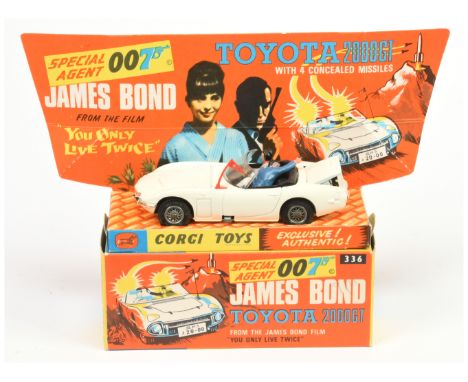 Corgi Toys 336 "James Bond" Toyota 2000GT from the film "You Only Live Twice" - white body, black interior with "James Bond &