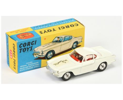 Corgi Toys 258 "The Saint" Volvo P1800 - white body, red interior with figure, silver trim and spun hubs - Excellent (very sl