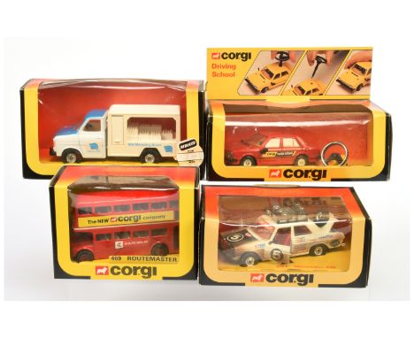 Corgi Toys Group of 4 to include (1) 278 Triumph Acclaim, (2) 291 Mercedes Rally Car, (3) 405 Ford Milk Delivery Truck and (4