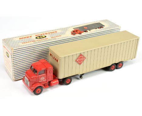 Dinky Toys 948 "Mc Lean" Tractor and Trailer - Red cab and plastic hubs - overall condition is Good Plus (cab unit has had so