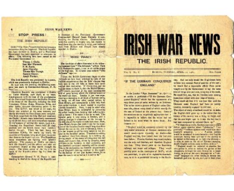 Captain O'Reilly's 'Irish War News'
An original copy of the First Issue of Irish War News, Vol. 1 No. 1, Dublin, Tuesday Apri