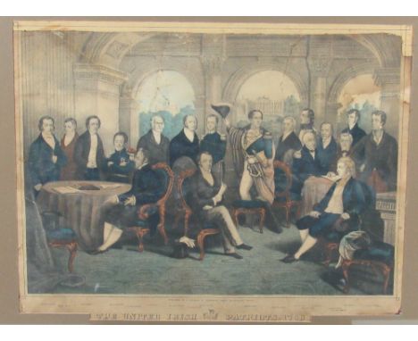 1798: A large attractive early 19th Century coloured print, "The United Irish Patriots of 1798," showing eighteen named figur