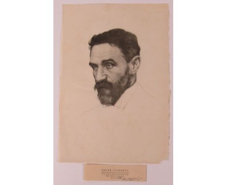 Original Lithograph Print

Roger Casement, [1864-1916]. An original lithograph drawn on stone from life (1916) by Prof. L. Fa